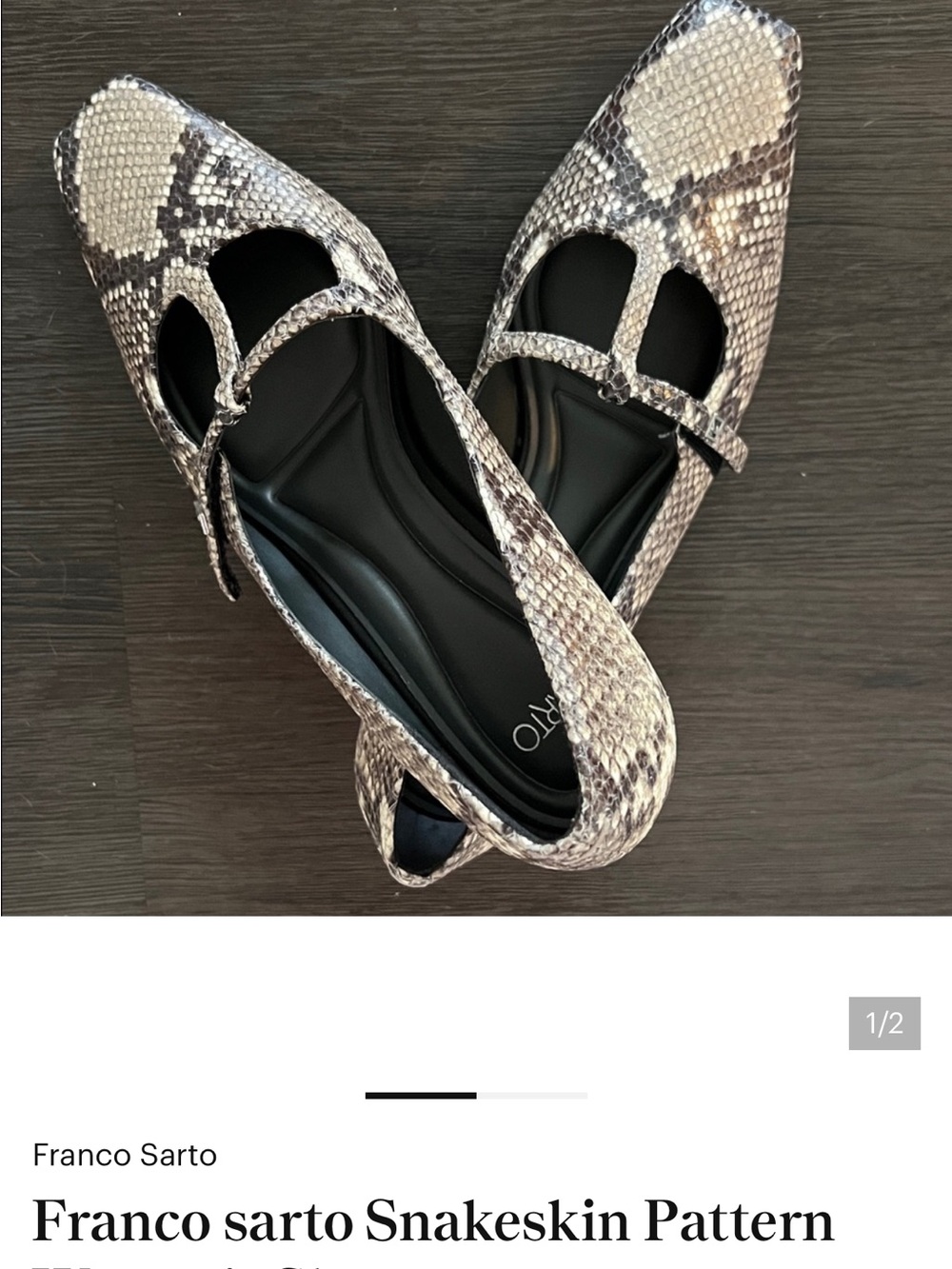 Franco Sarto Snakeskin-Print Mary Jane Flats in Beige and Brown
